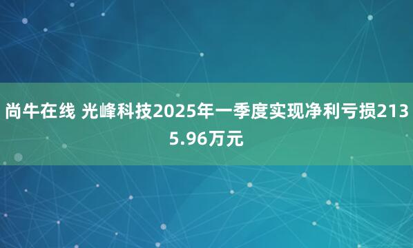 尚牛在线 光峰科技2025年一季度实现净利亏损2135.96万元